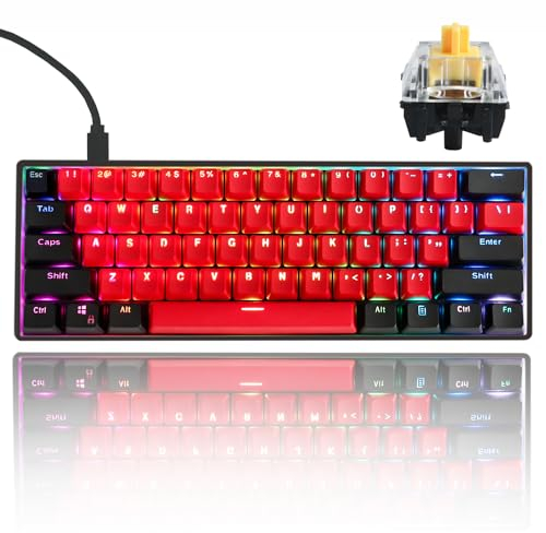SOLIDEE 60% Wired mechanische Gaming-Tastatur,RGB Hintergrundbeleuchtung,Anti-Ghosting NKRO,programmierbare Makrotasten,61 Tasten Hot Swappable Tastatur für PS4(Gateron Optical Yellow,61 Milan)
