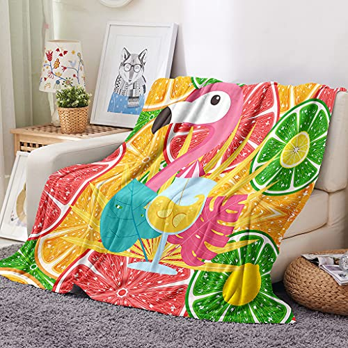 EHOMERY Kuscheldecke Personalisiert Weiche Musselin Decke Kuscheldecke Kinder Jungen Warme Decken Für Draußen Flamingo Karikatur Klimaanlagen-Decke Gelb 200x150cm