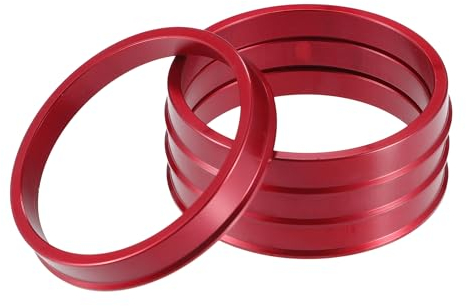A ABSOPRO Anillos Centradores de Buje de Coche OD 73.1mm A ID 65.1mm Anillos Centradores de Buje Espaciador de Centro de Rueda de Aleación de Aluminio Rojo (Juego de 4)