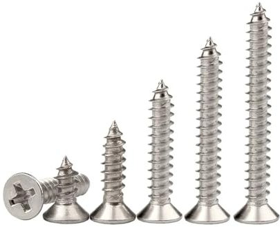 Aqxypas M1 M1.2 M1.4 M1.6 Kreuzschlitz-Blechschrauben mit flachem Kopf 304 Edelstahl-Maschinenschrauben 3 4 5 6 8 10 12 16 mm(M1.6x4mm 50pcs)