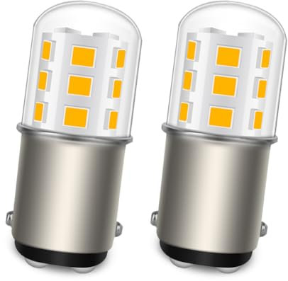 Ruiandsion BA15D 1196 LED Lampadine AC DC 12-24V 2835 21SMD 3000K Bianco caldo LED Lampadine per auto per camper, caravan, barca interna, luci posteriori, non polarità 2PCS