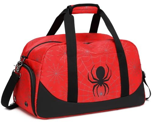 Octsky Kids Sports Gym Bag Boys Girls Overnight Weekend Bag with Shoe Compartment Small Soccer Duffel Football Bag, Red