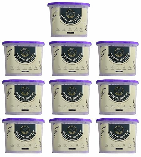 10 Pack – 600ml Lavender Scented Dehumidifiers Disposable – Moisture Absorber, Damp Absorber, Condensation Absorbers Dehumidifiers for Home, Kitchen, Bedroom, Office, Garage, Bathroom & Basement.