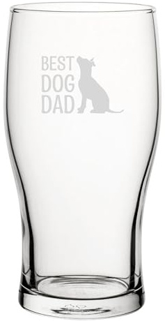 Best Dog Dad - Engraved Novelty Tulip Pint Beer Glass | Funny Beer Glasses, Beer Gifts for Men, Dog Dad Gift, Beer Lover