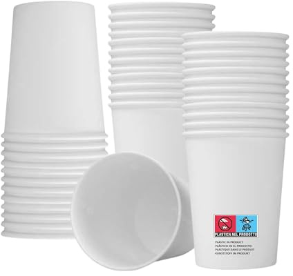 Perla 200 Pappbecher 200 ml – biologisch abbaubare Einwegbecher, umweltfreundlich, für heiße und kalte Getränke, Weiß