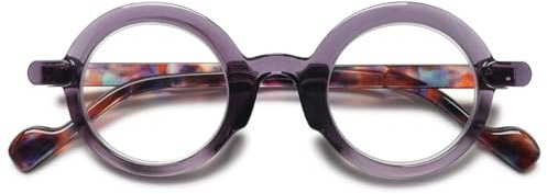 KOOSUFA Mode Anti Blaulicht Lesebrille Rund Klein Damen Herren Retro Bunt Lesehilfen Sehhilfe Anti Müdigkeit Brille 1.0 1.5 2.0 2.5 3.0 3.5 4.0