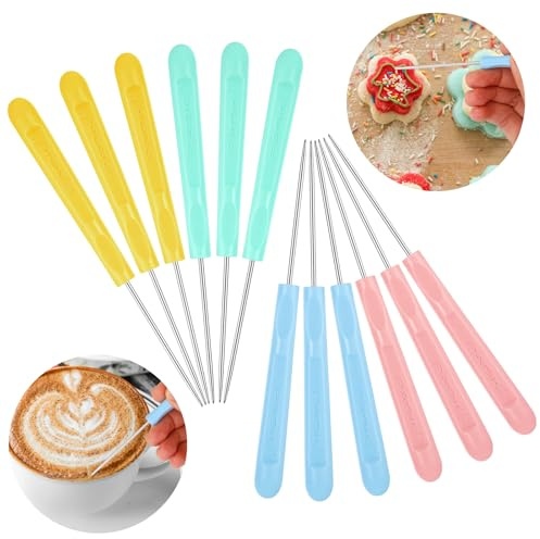 Yuanchu Sugar Stir Needle, 12 Pieces Royal Icing Cookie Scribe Tool Scriber Needle Biscuit Baking DIY Decorating Tools Pin Stainless Steel for Marking Patterns