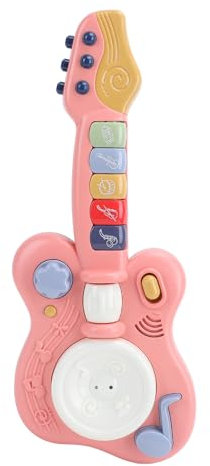 Keenso Kindergitarren-Klavierspielzeug, Gitarrenmusikspielzeug, E-Gitarre, Musikspielzeug für und Mädchen Im Alter von 3 Bis 5 Jahren (Rosa)