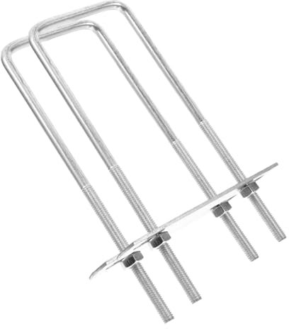 OUNONA 2pcs Heavy Duty Square U-Bolt Pipe Clamp Galvanized Carbon Steel Extended Fastener for Versatile Application Furniture Boats and Mounting