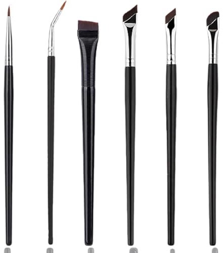 6 PCS Eyeliner Brushes Set,Angled Eyeliner Brush Grooming Eyebrows Eyebrow Brush Precision Gel Eye Liner, Fine Point Eyeliner Brushes for Precise Liner Eyebrows Make Up