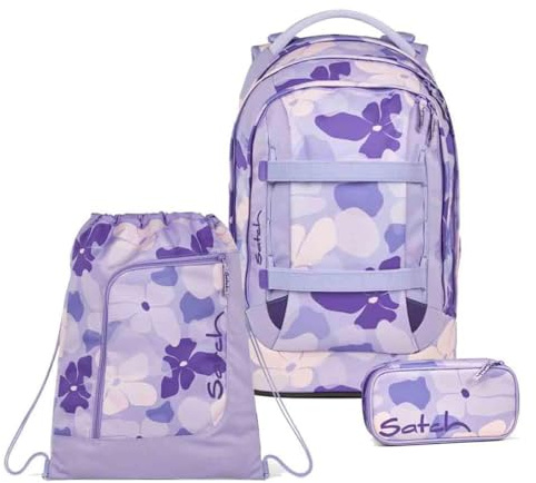 Satch Pack Schulrucksack Set 3tlg. inkl. Schlamperbox und Sportbeutel (Lilac Blossom)