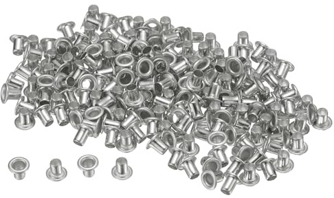 QUARKZMAN 200 Stück Ösen Set, 2mm Loch Tüllen Metallösen winzige Öse für Schuhe Kleidung Gürtel Tasche DIY-Projekt Planen (Silberton)