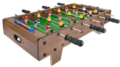 B4E Table Top Football Game – Wooden Mini Foosball Table for Kids & Adults – Indoor Outdoor Family Game, 20” & 27” Size Options – Classic Desktop Soccer Match Game for Ages 5+ (27 Inch)