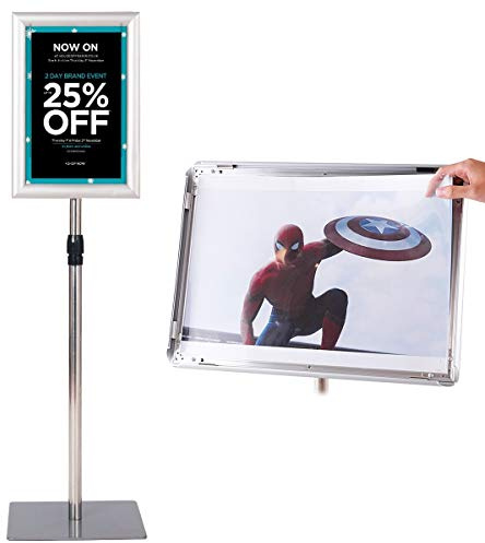 COSTWAY Infoständer A4 2er Set, Informationsständer höhenverstellbar, Plakatständer, Kundenstopper, Präsentationsständer, Werbeständer, Posterständer, Aufsteller (Silber)