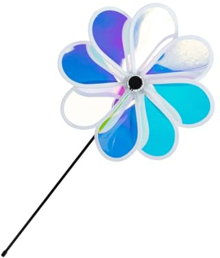 ibasenice Moulin à Vent Réfléchissant Effaroucheur D’Oiseaux Extérieur 30 Cm Huit Pales Coloré Étanche pour Jardin Verger Ferme Protection