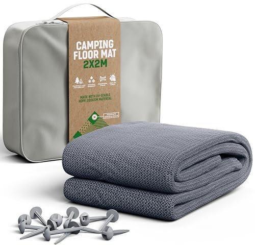 GardenGloss Vorzeltteppich - Outdoor Campingteppich Wetterfest | Inkl. 12 Befestigungsnägel - Inkl. Tragetasche - Für Vorzelt & Camping - Strapazierfähig