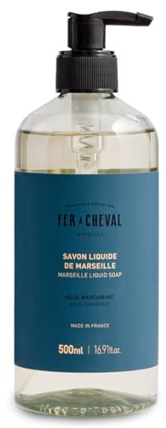 Fer à Cheval Savon Liquide de Marseille Aqua Mandarine 500 ml 97% d'Ingrédients d'Origine Naturelle