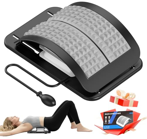 teepten Back Stretcher for Lower Back Pain Relief, Adjustable Lumbar Traction Device, Ergonomic Spine Board with Acupressure Points, Back Massager for Spinal Decompression and Scoliosis