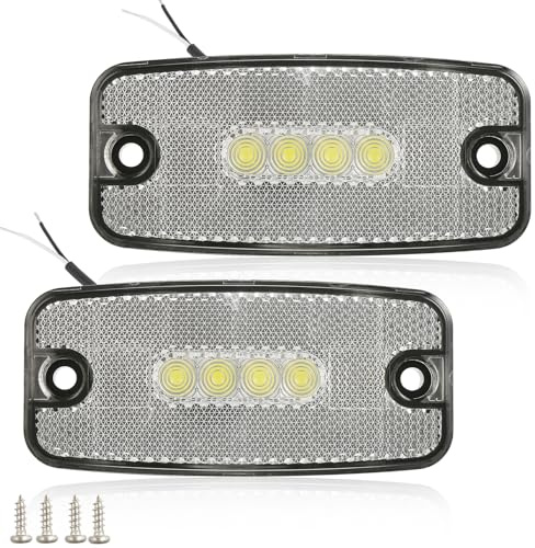 AGRISHOP 2X Anhänger Seitenmarkierungsleuchte - Begrenzungsleuchte Weiß LED Wohnwagen Positionsleuchten 12V 24V Umrissleuchten Anhänger Rückleuchte