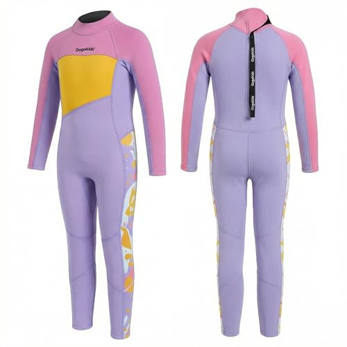 Gogokids Combinaison de plongée en néoprène pour enfant 2,5 mm - Pour garçons et filles - Manches longues - Chaud pour la natation, le surf, la plage - 2 à 10 ans