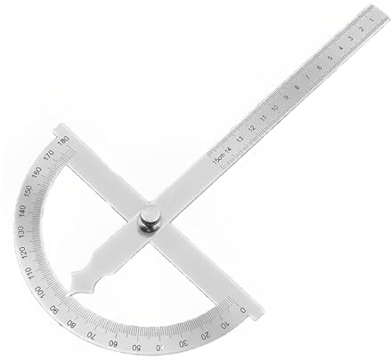 Transportador de ángulo de acero inoxidable 0-180° con 15cm regla giratoria Goniómetro de precisión con tornillo de bloqueo de metal para la escuela Carpintería DIY Dibujo Trabajo