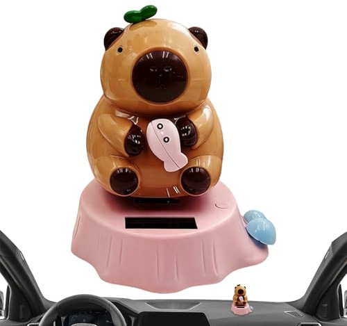 Figure per Cruscotto, Figure di Capibara Ondeggianti con Pannello Solare, Testa Oscillante Arredo Cruscotto Auto, Per Autista, Camion, SUV, Rimorchio, Trattore, Veicolo, Automobile, Casa, Libreria e B