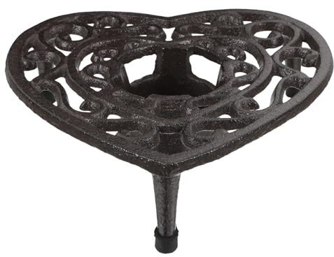 MALUGOGO Calentador de tetera de hierro fundido con diseño rústico en forma de corazón, excelente retención de calor y uso versátil, estante de trípode con soporte para velas de té para preparar té