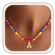SLOONG Initial Necklaces for Girls Women Boho Beaded Choker Necklaces