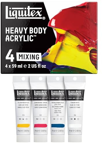 Liquitex 3699309 Professional Heavy Body Acrylfarbe in Künstlerqualität mit ausgezeichneter Lichtechtheit in buttriger Konsistenz, Farbenset - 4 Farben a 59 ml Tuben