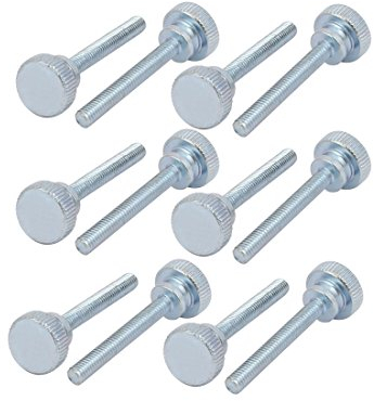 sourcing map 12 Stk. Kohlenstoffstahl Flach gerändelt Kopf Vollgewinde Daumenschraube M4x30mm DE de