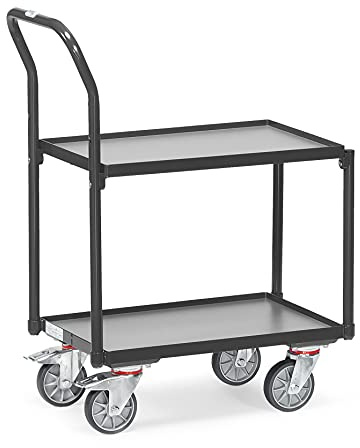 Fetra Etagenroller mit Rohrschiebebügel 2 Etagen mit Rand, Ladefl. 605 x 405 mm