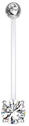 Paula & Fritz® Bauch-nabelpiercing Schwangerschafts-Piercing Zirkonia Bio-Flexibler Stab 316L Chirurgenstahlkugel Stein Bauch-Piercing Nabel Clear