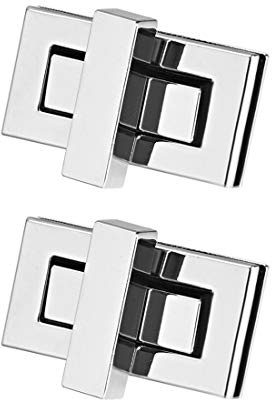 sourcing map 2 Sets Rechteckig Geldbörse Drehverschluss Silber | 44 mm x 22 mm Kupplungen Verschlüsse für DIY Sack