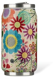 LES ARTISTES Paris A-6828, Canette isotherme, 280 ml, Gourde isotherme sans BPA, Réutilisable, Bec verseur rabattable avec paille, Acier Inoxydable, Design Eden