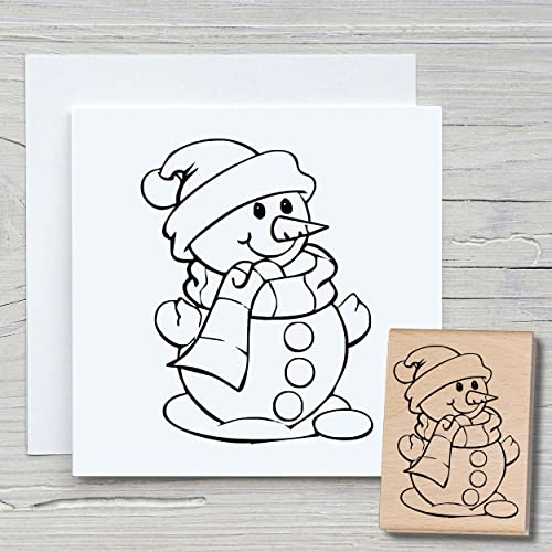 NEWSTAMPS Stempel Schneemann 01 Motivstempel aus Holz & Gummi zum Karten und Geschenke basteln, Holzstempel für Weihnachten, Weihnachtskarte, Winter, Scrapbook, Textilstempel, Deko, Freunde