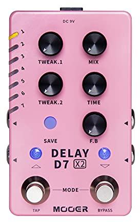 MOOER Guitar Delay Pedal 14 Types Delay Authentic Vintage and Modern Delay Effects from Classic Analog Tape Delays Experimental Low-Bit Delay Galaxy Delay and Pingpong Delay (X2)