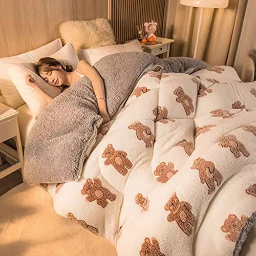 YFXRLC Bettdecke Überwürfe Einzel Doppel Quilt Lammfleece/Schneeflockenfleece Polyester Baumwolle Gesteppt Super Weich Warm Luxuriöser Decke Multifunktions-Tagesdecke/Bettlaken,K-200x230cm(5kg)