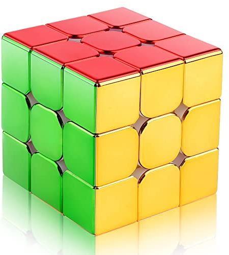 D-FantiX Magnetisch Spiegel Zauberwürfel 3x3, Speed Cube 3x3x3, Cyclone Boys Original Puzzle Stickerlos Magischer Würfel, Glänzende Reflektierender Mirror Cube Geschenk für Erwachsene und Kinder