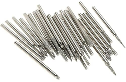 30Pcs Drill Bit Sets Diamond Grinding Needle Burr Bits 3mm Shank Rotary Grinder Tool Accessories Kit for Grinding Polishing Stone Carving Jewelry