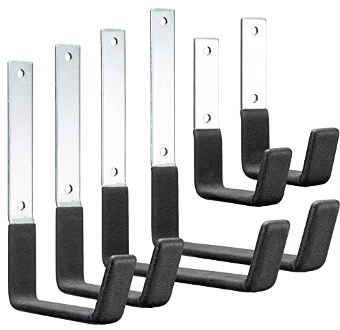 PYBTOOL Robuste Metall-Haken für Garage, Wandaufbewahrung, Leiterhaken, Wandhalterung, Stahlhaken für Garage, Garten, Werkzeugaufbewahrung, verschiedene Größen (6 Stück)