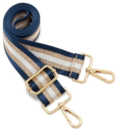 ZOUIQSS Damen Goldfarbene Bunter Schultergurt längenverstellbarer breiter Tragegurt Schultergurt für Handtaschen 3.8cm breit 73-125cm-Schultergurt für Handtaschen((3,5 cm) Blaugold)