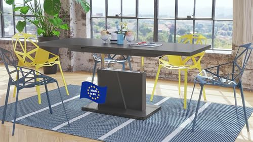 Mazzoni Grand Noir Couchtisch ausziehbar höhenverstellbar 120/180cm in Anthrazit matt modern vielseitig Wohnzimmertisch Esstisch Beistelltisch Sofatisch platzsparend hochwertig Wohnzimmer