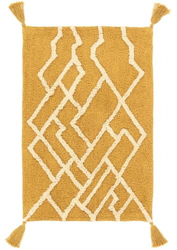 RugVista Riviera, Badematte, Moderne Teppiche, 60 x 90 cm, Rechteckig, Niedriger Stapel, Maschinenwäsche, Gelb/Natural