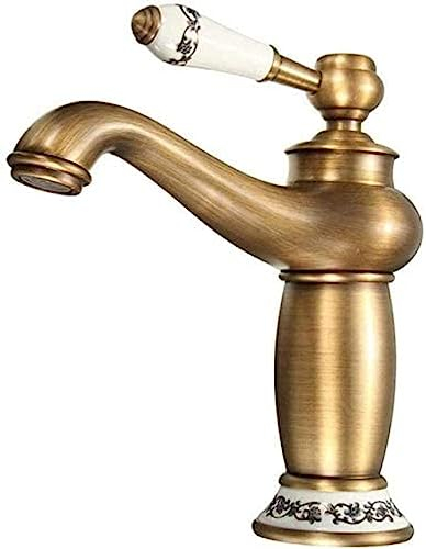 Wasserhahn, Retro-Wasserhahn, antikes Messing, Badezimmer, Badezimmer-Wasserhahn, nostalgisches Warm- und Kaltwasser-Mischbecken, Gerät, Kupfer gebürsteter Waschbeckenrahmen mit Hos