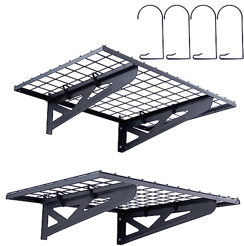 VEVOR Scaffali per Garage da 2 Pezzi Griglia per Garage Portaoggetti 91,5 x 61 cm Montaggio da Parete, Capacità di Carico 113,4 kg ca., Scaffali Galleggianti per Organizzazione del Garage, Officina