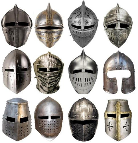 Aoriher 24 Stück Ritterhelm Ritter Papiermasken Mittelalterliche Ritterhelm Masken mit Gummibändern für Ritter Geburtstag Maskerade Cosplay Halloween Karnevals Kostüm Ritterrüstung Mittelalter Deko