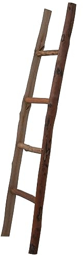 Biscottini Escalera Toallero de Bambú y Metal para Baño 150 x 8 x 40 - Decorativa de Madera para Colgar Toallas en Pared