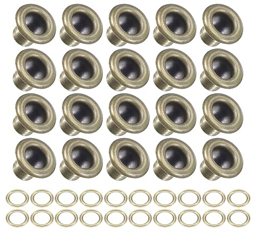 METALLIXITY Ösen mit Unterlegscheiben 10x5x7mm Legierung Bronze 100Pack | Kit Verchromt Plattiert - für Leder Leinwand Kleidung Basteln Kunsthandwerk Herstellung