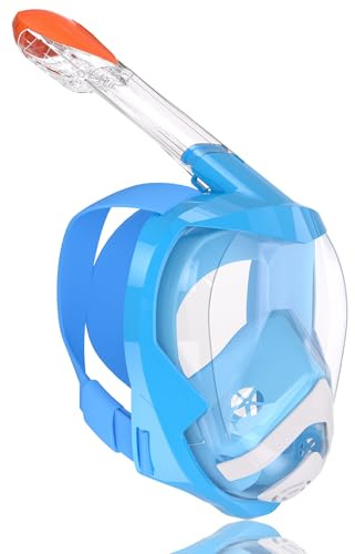 Flyboo Snorkel Mask, Full Face Snorkel Set, 180°view Snorkeling Gear with Panoramic Design-Compatible Sports Camera, Diving Mask with Anti-fog and Anti-leak Technology for Adults and Kids