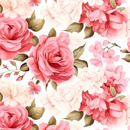 HEKO PANELS Stoff Oxford Wasserdichte Meterware Canvas-Stoff Polyester Nähstoff Dekostoffe Handwerken Wasserabweisend Blickdicht Blumenmuster Blumen Aquarell Wasserfarbe 1 Meter 155 x 100 cm DX2119